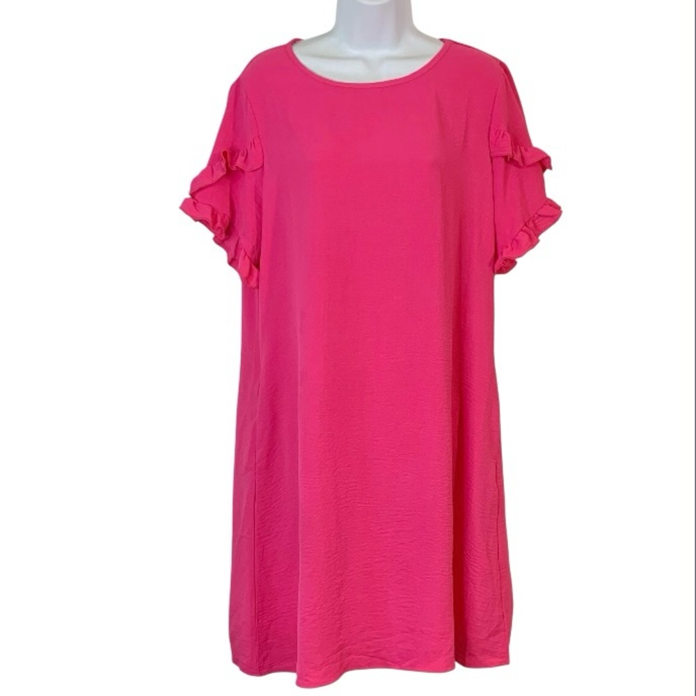 HOT TOUCH Ruffle Sleeve Sheath Dress w/ Pockets! Sz XL